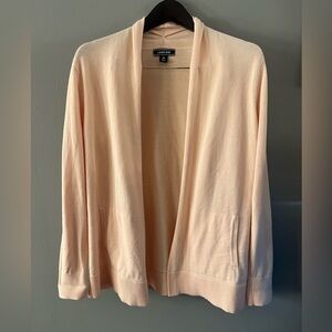 Peach Knit Cardigan Cotton Long sleeve Rolled Hem Open Front Tunic Layering Top